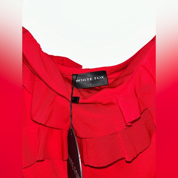 White Fox Maxi Strapless Dress - Deep Red - Picture 6 of 7